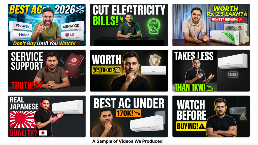 Grid of YouTube video thumbnails produced for the PakRef channel